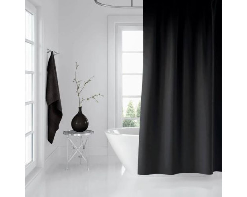 Шторка 180*200 см для ванной комнаты полиэстер с декором Black